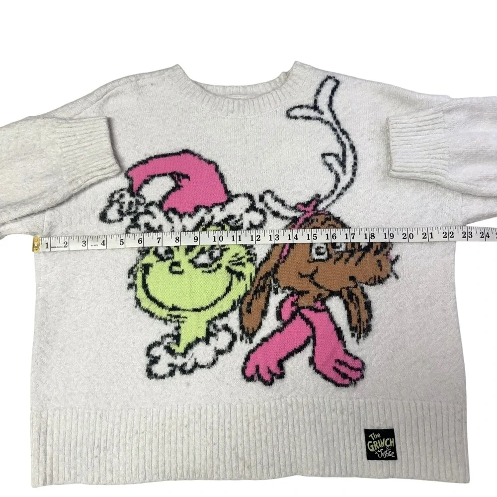 The Grinch X Justice Girls Fuzzy Knit Holiday Sweater Max Dr Seuss XL 16P/18P